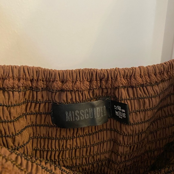 Missguided Smocked Cut Out Baby Doll Mini Dress Chocolate Brown Sz 8 - Picture 5 of 10